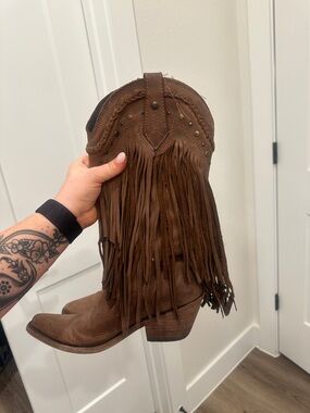 Liberty Black Brown Fringe Western Cowgirl Boots